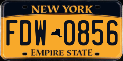 NY license plate FDW0856