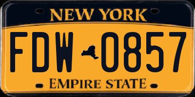 NY license plate FDW0857