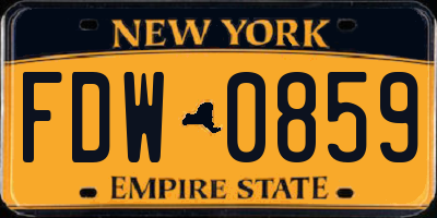 NY license plate FDW0859