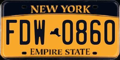 NY license plate FDW0860