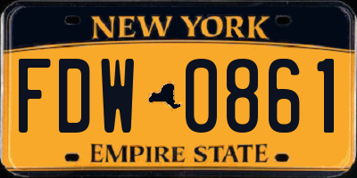 NY license plate FDW0861
