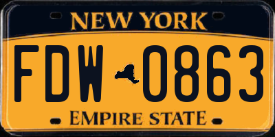 NY license plate FDW0863