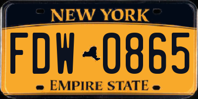 NY license plate FDW0865