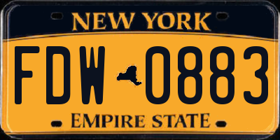 NY license plate FDW0883