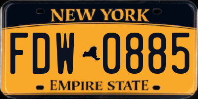 NY license plate FDW0885