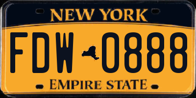 NY license plate FDW0888