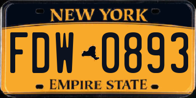 NY license plate FDW0893