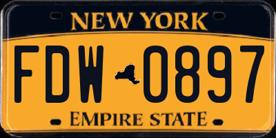 NY license plate FDW0897