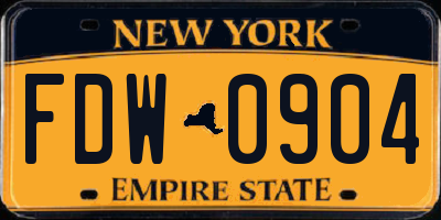 NY license plate FDW0904