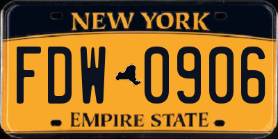 NY license plate FDW0906