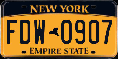 NY license plate FDW0907