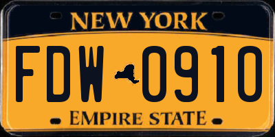 NY license plate FDW0910