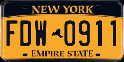 NY license plate FDW0911