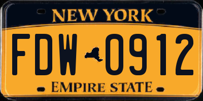 NY license plate FDW0912