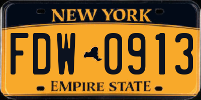 NY license plate FDW0913