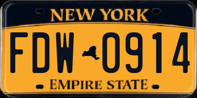 NY license plate FDW0914