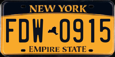 NY license plate FDW0915
