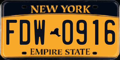 NY license plate FDW0916