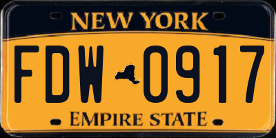 NY license plate FDW0917