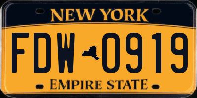 NY license plate FDW0919