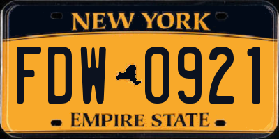 NY license plate FDW0921