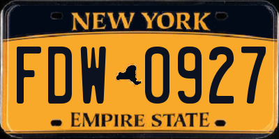 NY license plate FDW0927