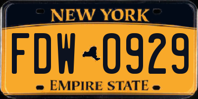 NY license plate FDW0929