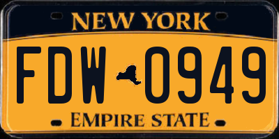 NY license plate FDW0949