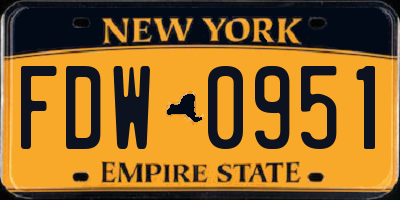 NY license plate FDW0951