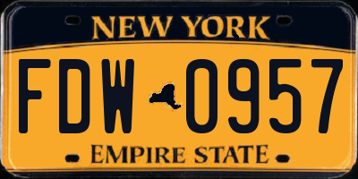 NY license plate FDW0957