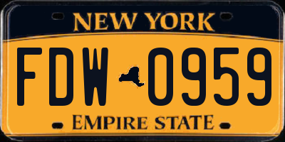 NY license plate FDW0959