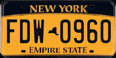 NY license plate FDW0960