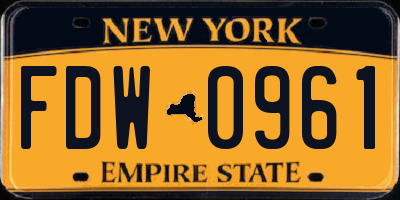 NY license plate FDW0961