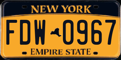 NY license plate FDW0967