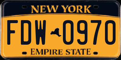 NY license plate FDW0970