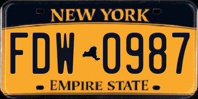 NY license plate FDW0987