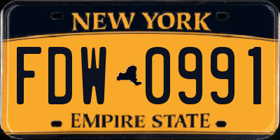 NY license plate FDW0991