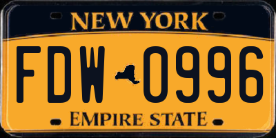 NY license plate FDW0996