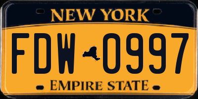 NY license plate FDW0997