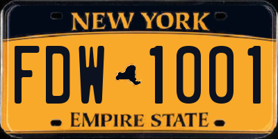 NY license plate FDW1001