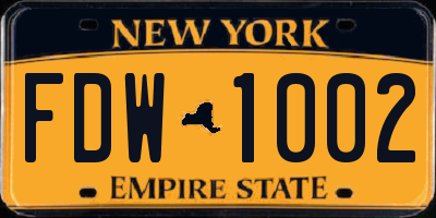 NY license plate FDW1002