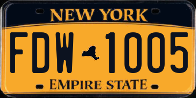 NY license plate FDW1005
