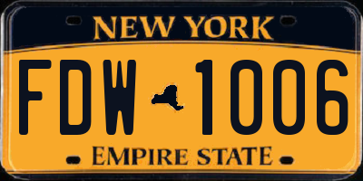 NY license plate FDW1006