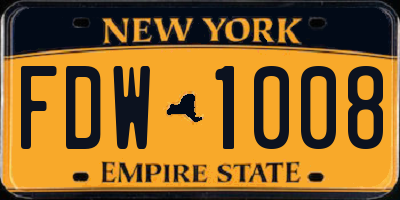 NY license plate FDW1008
