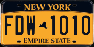 NY license plate FDW1010