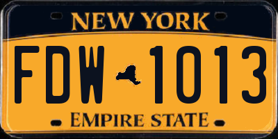 NY license plate FDW1013