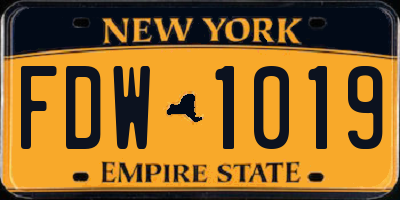 NY license plate FDW1019