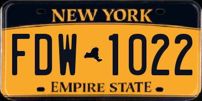 NY license plate FDW1022