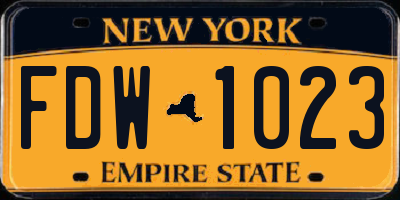 NY license plate FDW1023