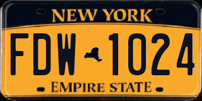 NY license plate FDW1024